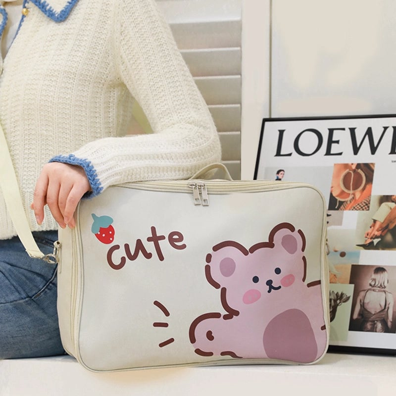 Cute Cartoon Travel Bag Lightweight Travel Clothes Storage Bag Large Capacity Expandable Luggage Case Luggage Bag