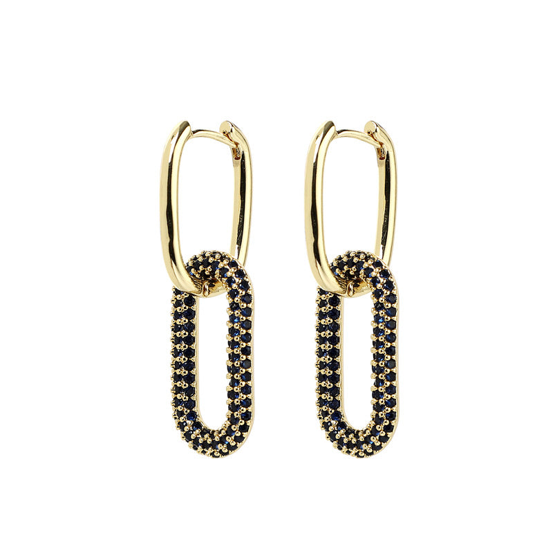 Minimalist Elegant Women Star Hollow Geometric Metal Geometric Zircon Earrings