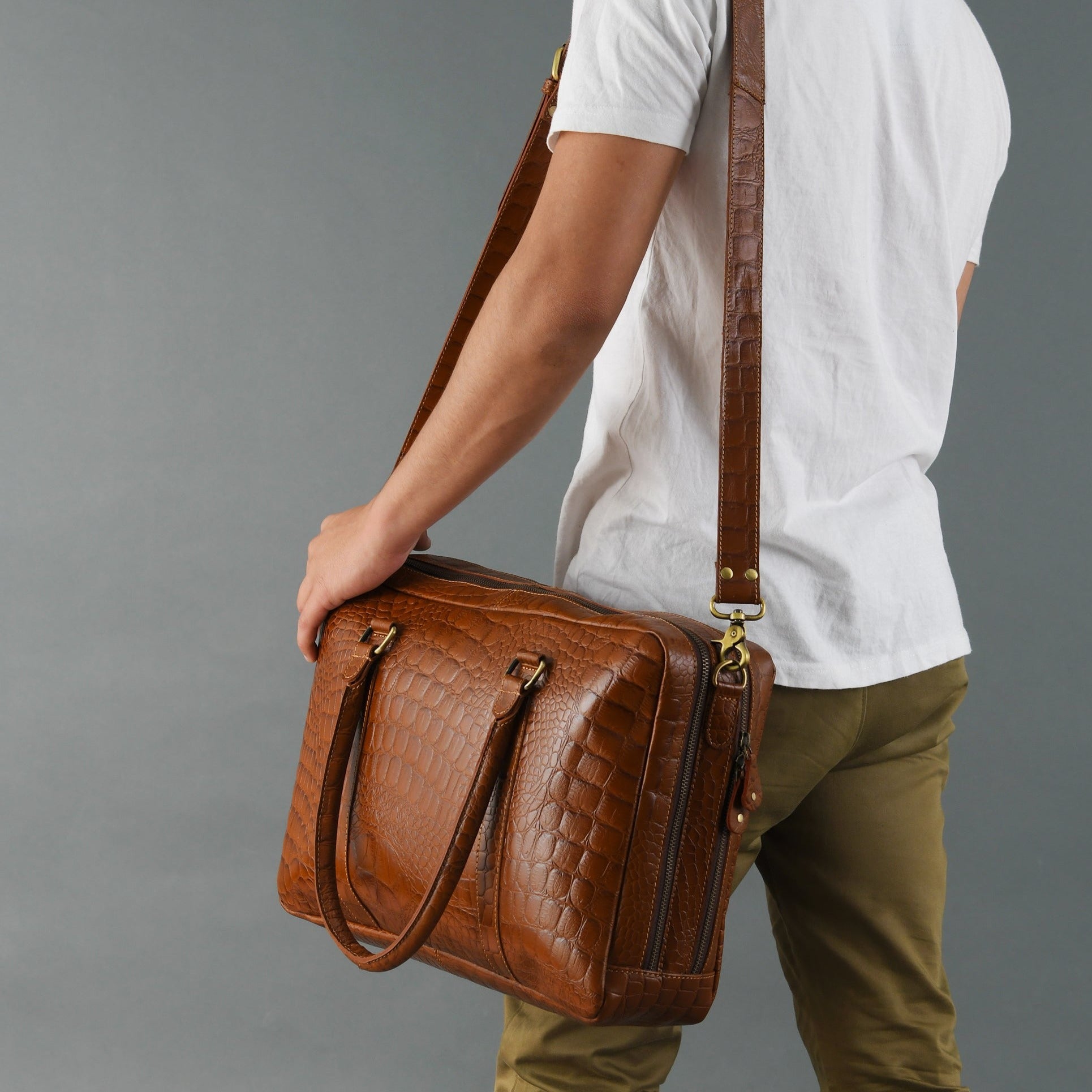 Premium Buffalo Leather Laptop Office Briefcase