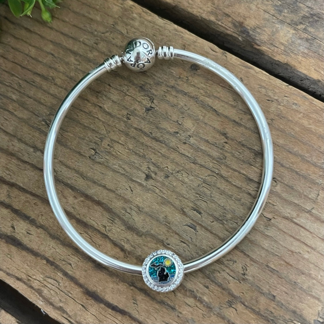 Sparkling Michigan Waves and Sun Custom Pandora Charm