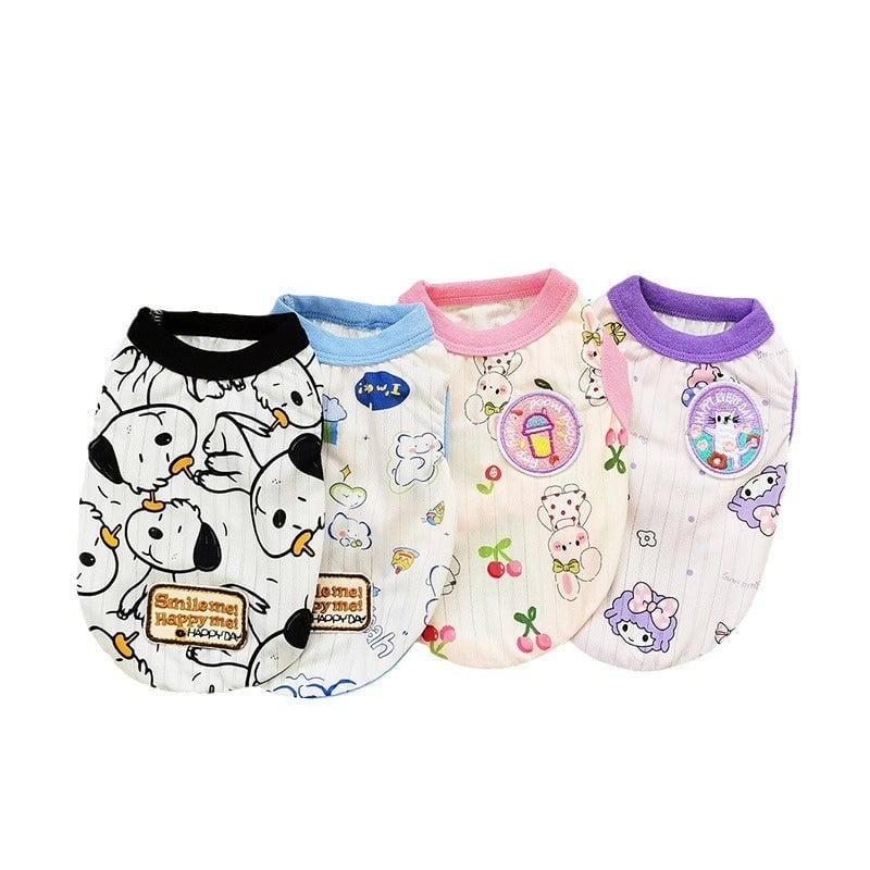 Knitted Pit Cartoon Printed Vest [pet Cute Super Cute Pet Clothing Dog Clothes]]