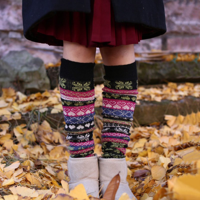 Ethnic Style Over-The-Knee Wool Stockings