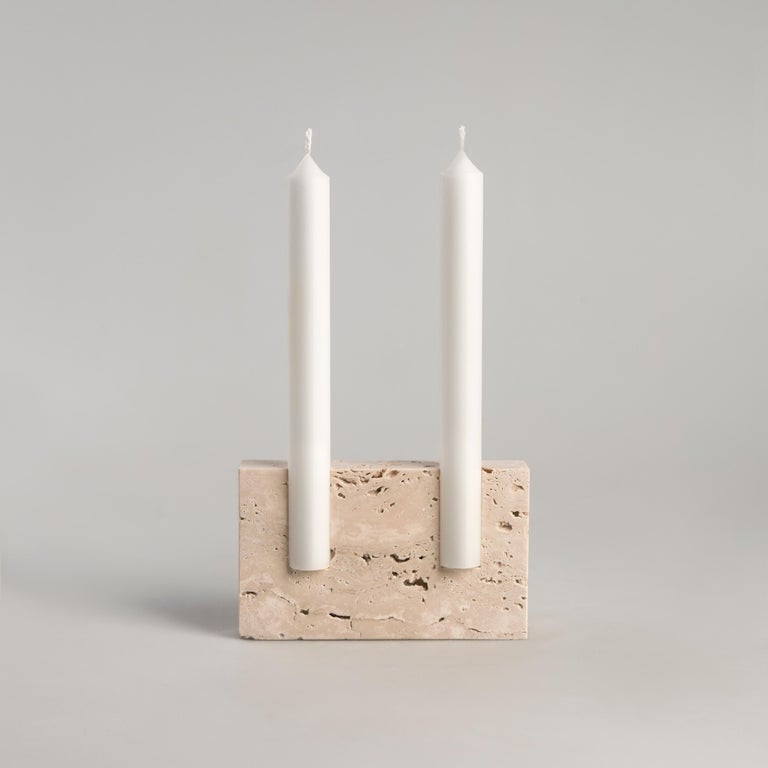 Galen Travertine Stone Candle Holder