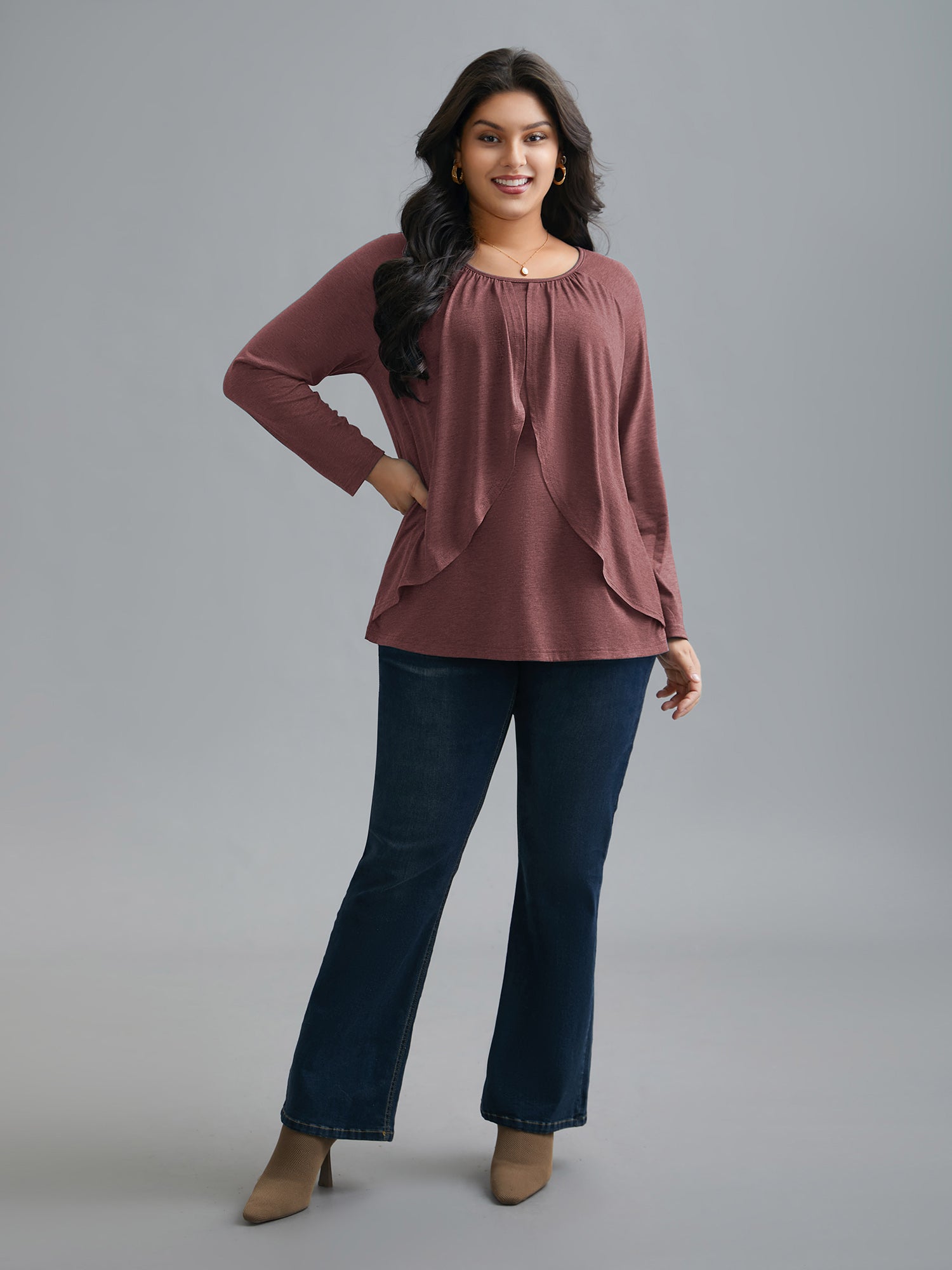 2-In-1 Gathered Ruffle Trim T-Shirt