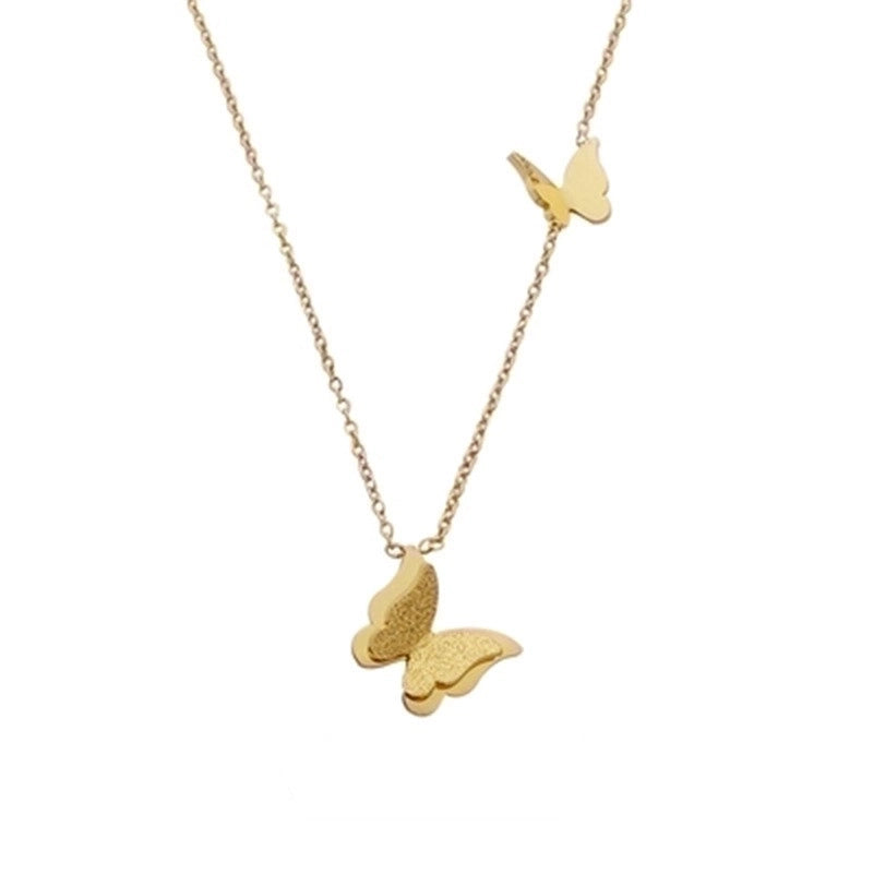 Fashion Minimalist Butterfly Titanium Steel Plating Butterfly Necklace