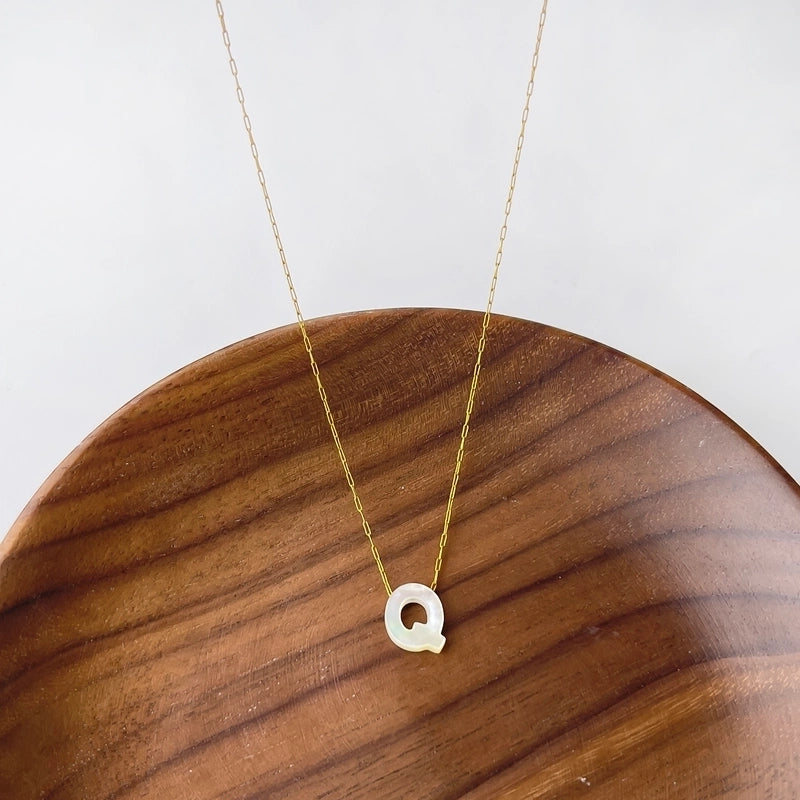 316L Stainless Steel  18K Gold Plated Minimalist Irregular Letter Shell Pendant Necklace