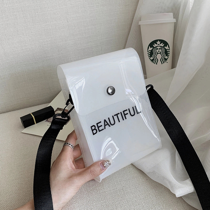 Women's Small PVC Letter Basic Magnetic Buckle Jelly Bag