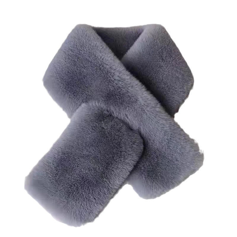 Flat Plush Scarf Imitation Rex Rabbit Hair Fashion Thickened Warm Scarf Advanced Sense Simple Flat Scarf