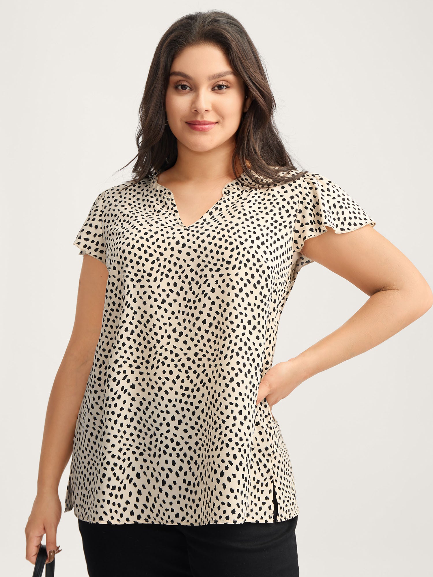 Leopard Print Ruffled Sleeve Blouse