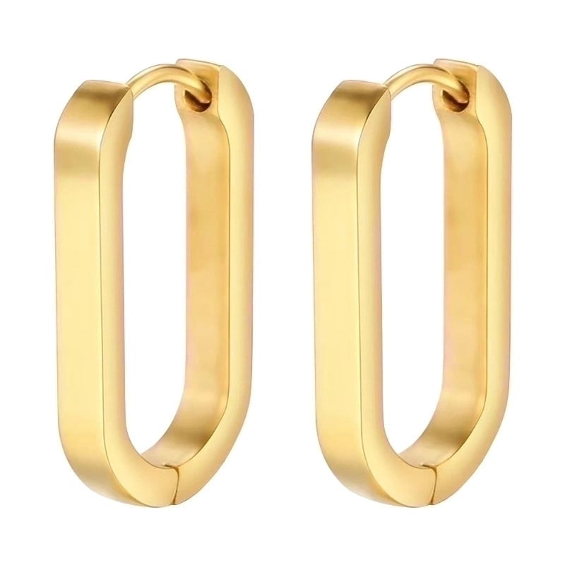 1 Pair Minimalist Oval Plating Stainless Steel Earrings