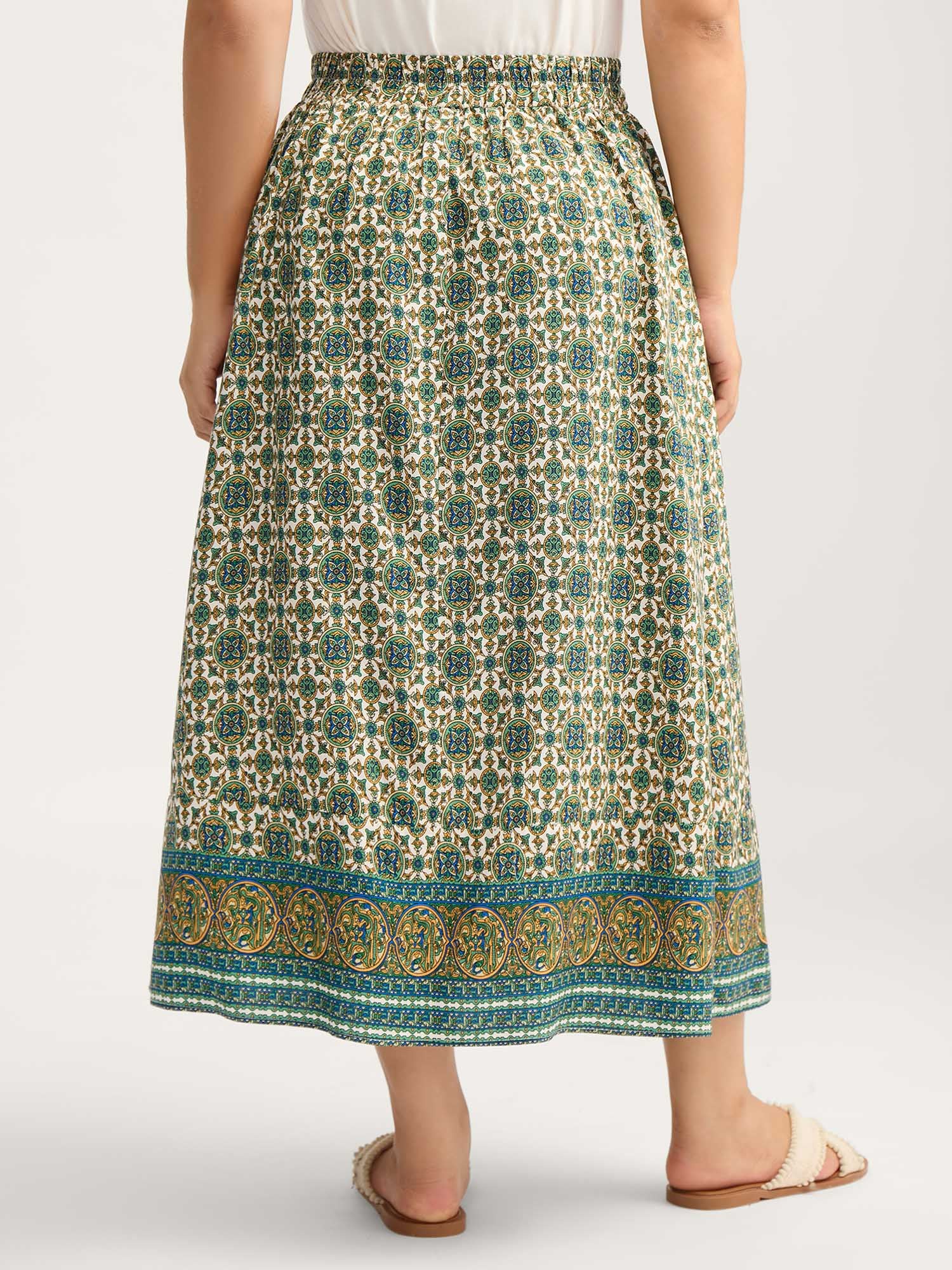Breezy Boho Print Stretchy Maxi Skirt