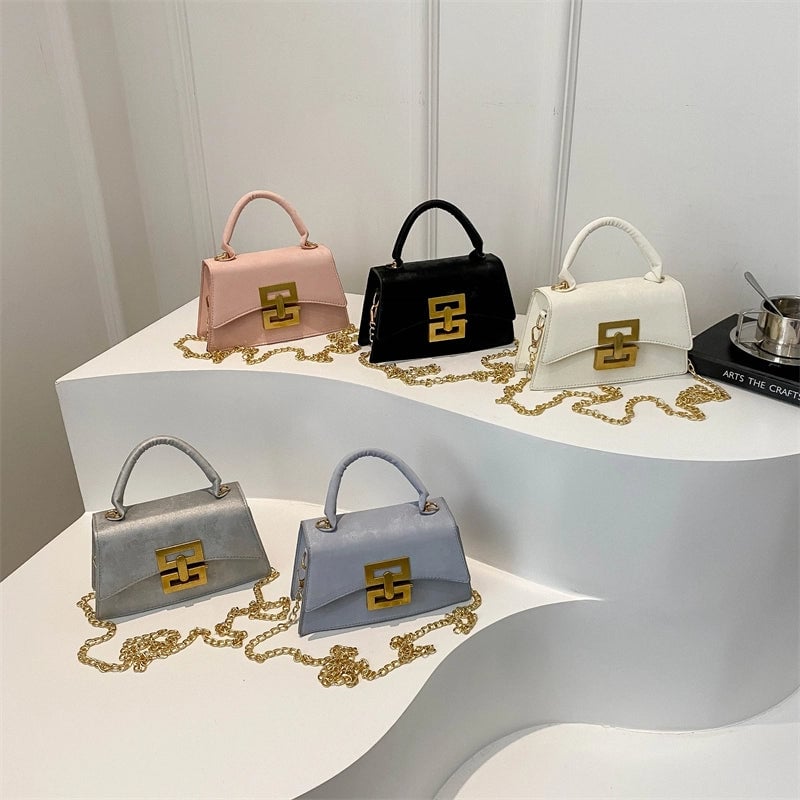 Women's Medium Pu Leather Solid Color Vintage Style Streetwear Square Lock Clasp Crossbody Bag