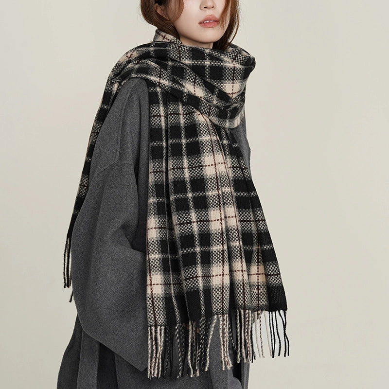 Women's Basic Plaid Polyester Scarf
