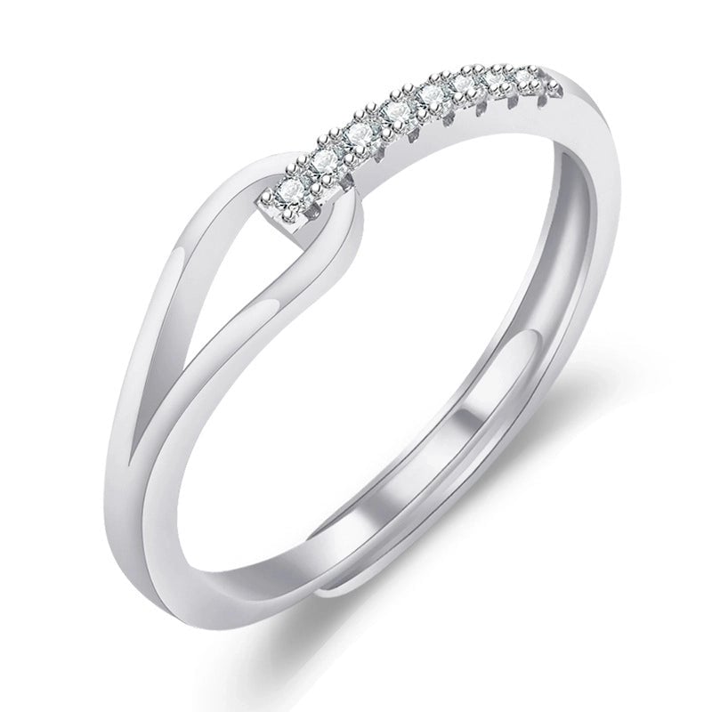 Minimalist Solid Color Copper Plating Inlay Artificial Diamond Rings 1 Piece