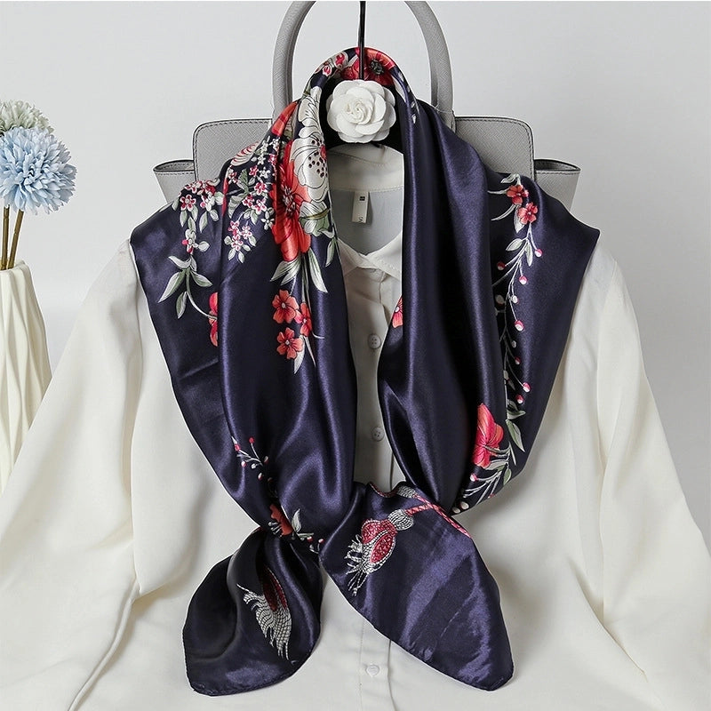 Women's Fashion Flower Chiffon Printing Silk Scarves