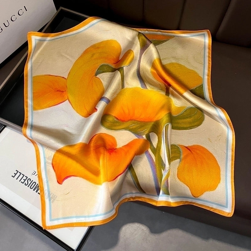 Women's Elegant Flower Silk Flowers Silk Scarf