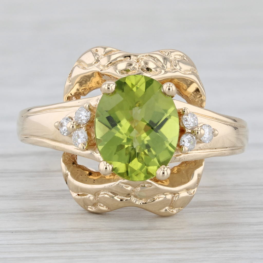 3ctw Peridot Diamond Ring 14k Yellow Gold Size 9.25 Oval Solitaire