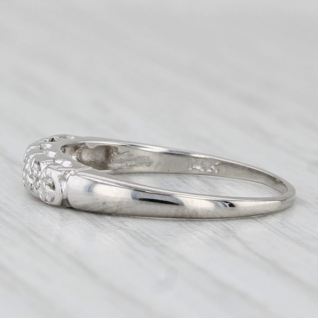 Vintage Diamond Ring 14k White Gold Size 7 Stackable Wedding Band