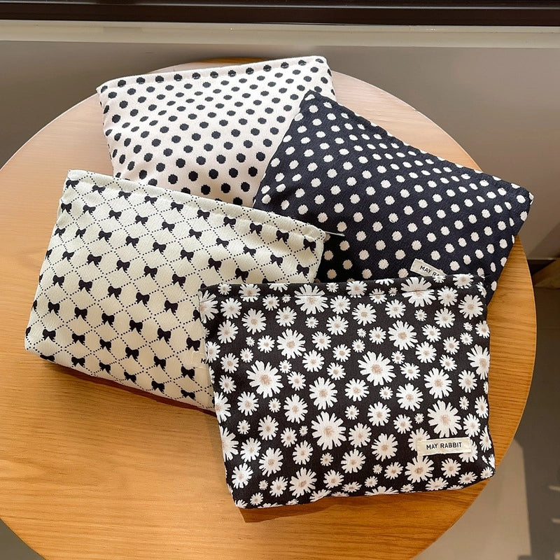 Beige Polka Dot Beige Bow Black Polka Dot Corduroy Round Dots Flower Square Clutches