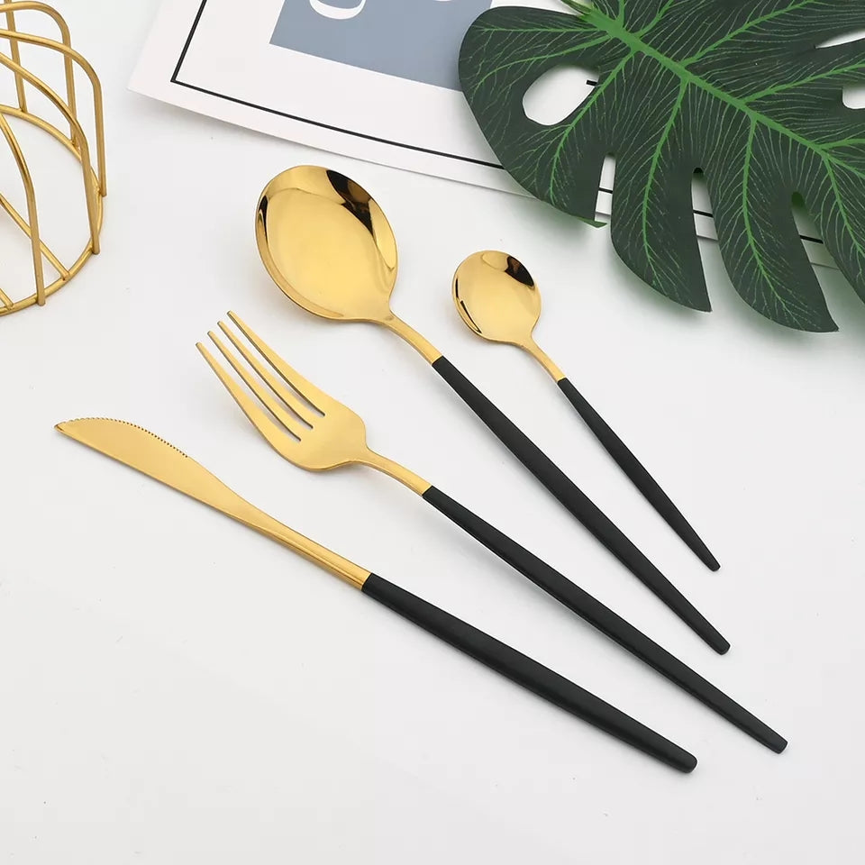 Black/Golden (4406)24 PCs Premium Steel Cutlery Set