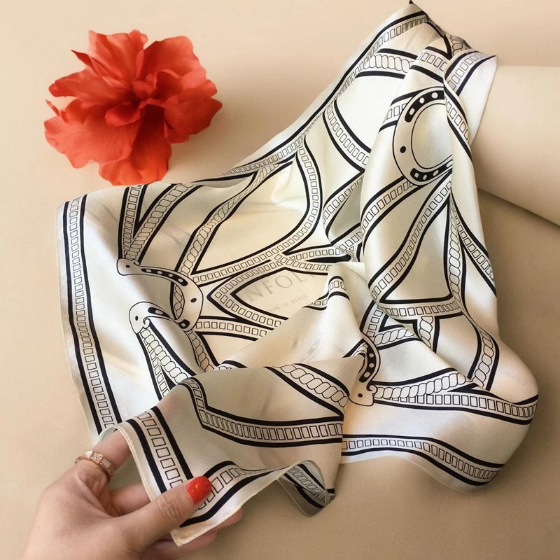 Women's Casual Elegant Minimalist Printing Satin Printing Silk Scarf