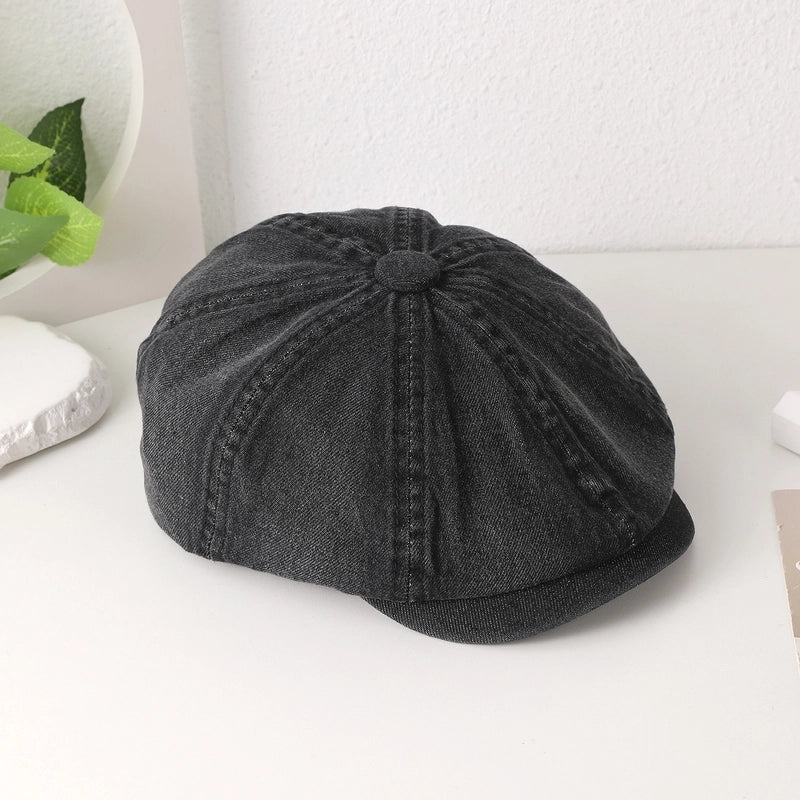 Women's Vintage Style Minimalist Solid Color Short Brim Newsboy Cap