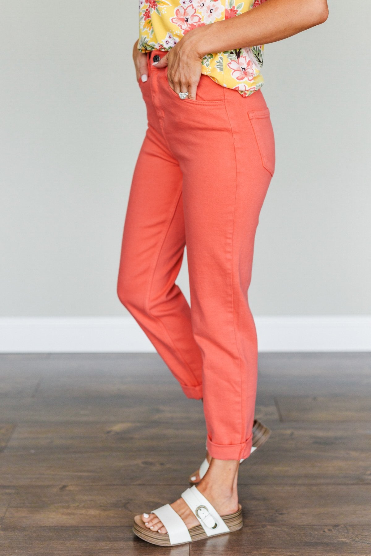 Cello Colored Boyfriend Jeans- Coral