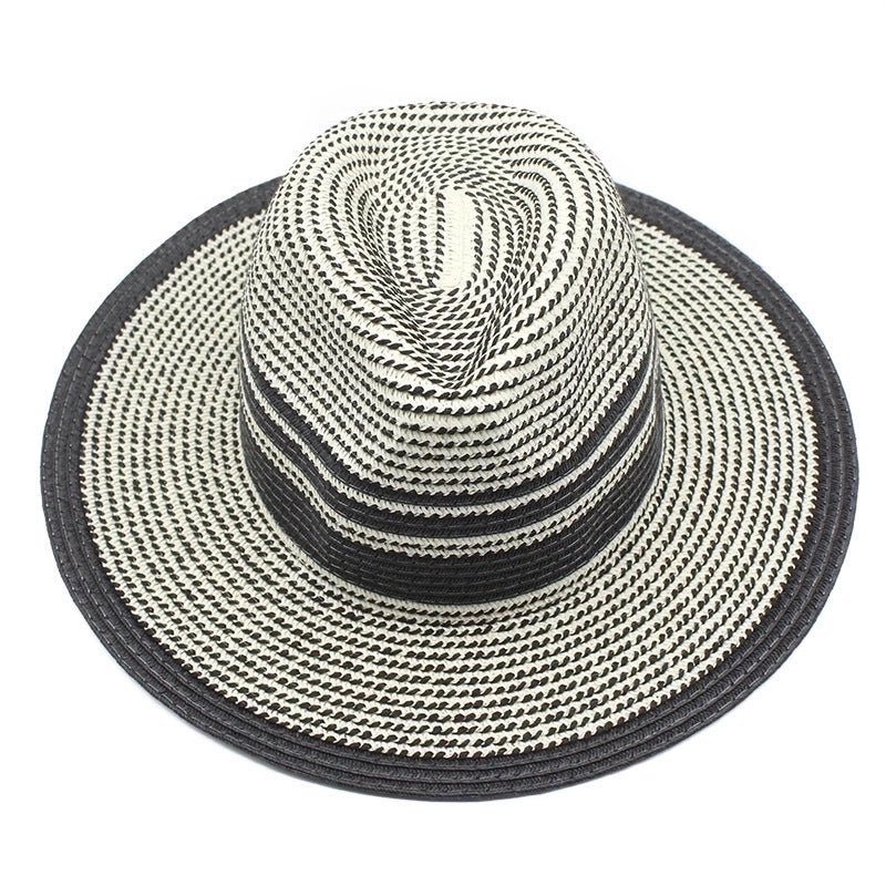 Women's Minimalist Classic Style Color Block Flat Eaves Straw Hat