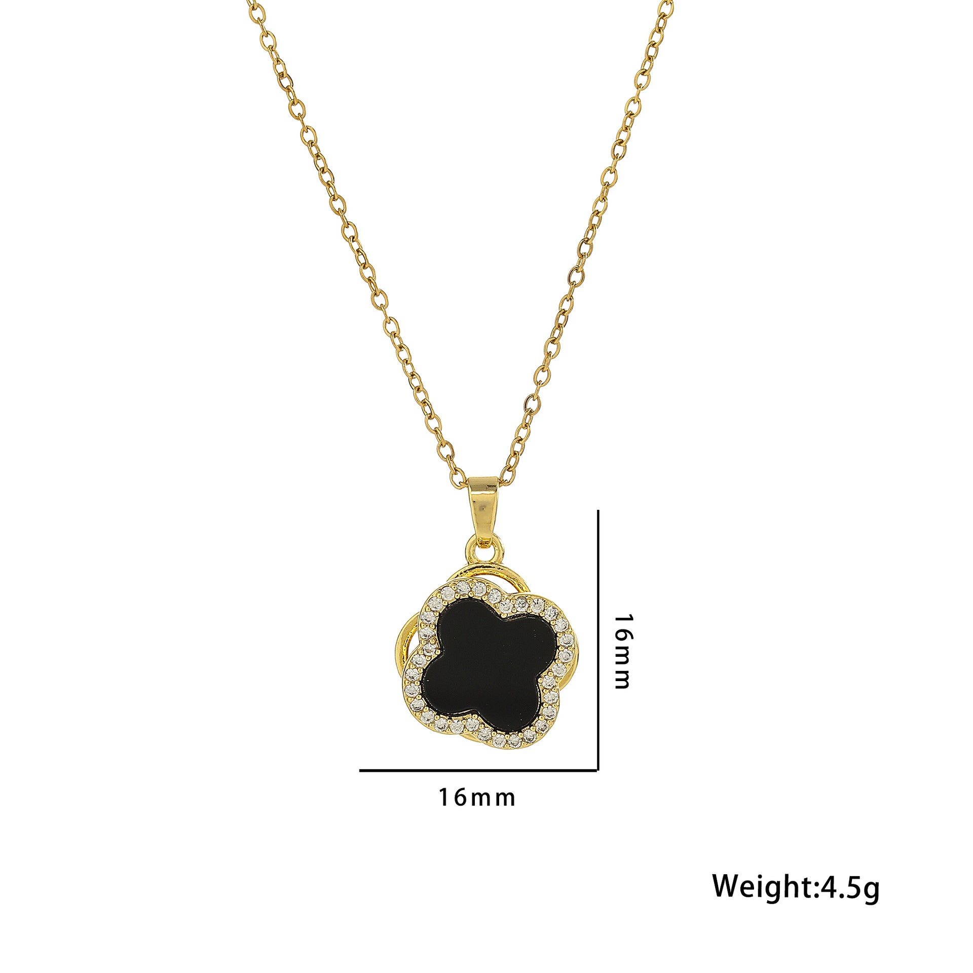 Quadrilateral Titanium Steel 18K Gold Plated Necklaces