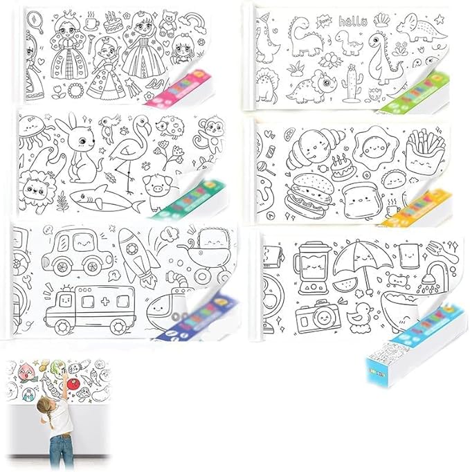 KIDS DIY DRAWING PAPER ROLL SHEET + FREE MARKERS - bkuiec