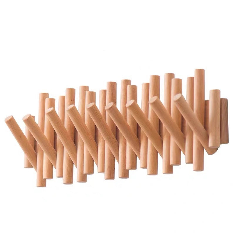 Log Punch-free Storage Hanger Entrance Door Foldable Clothes Hook Household Coat Rack Wall Hanging