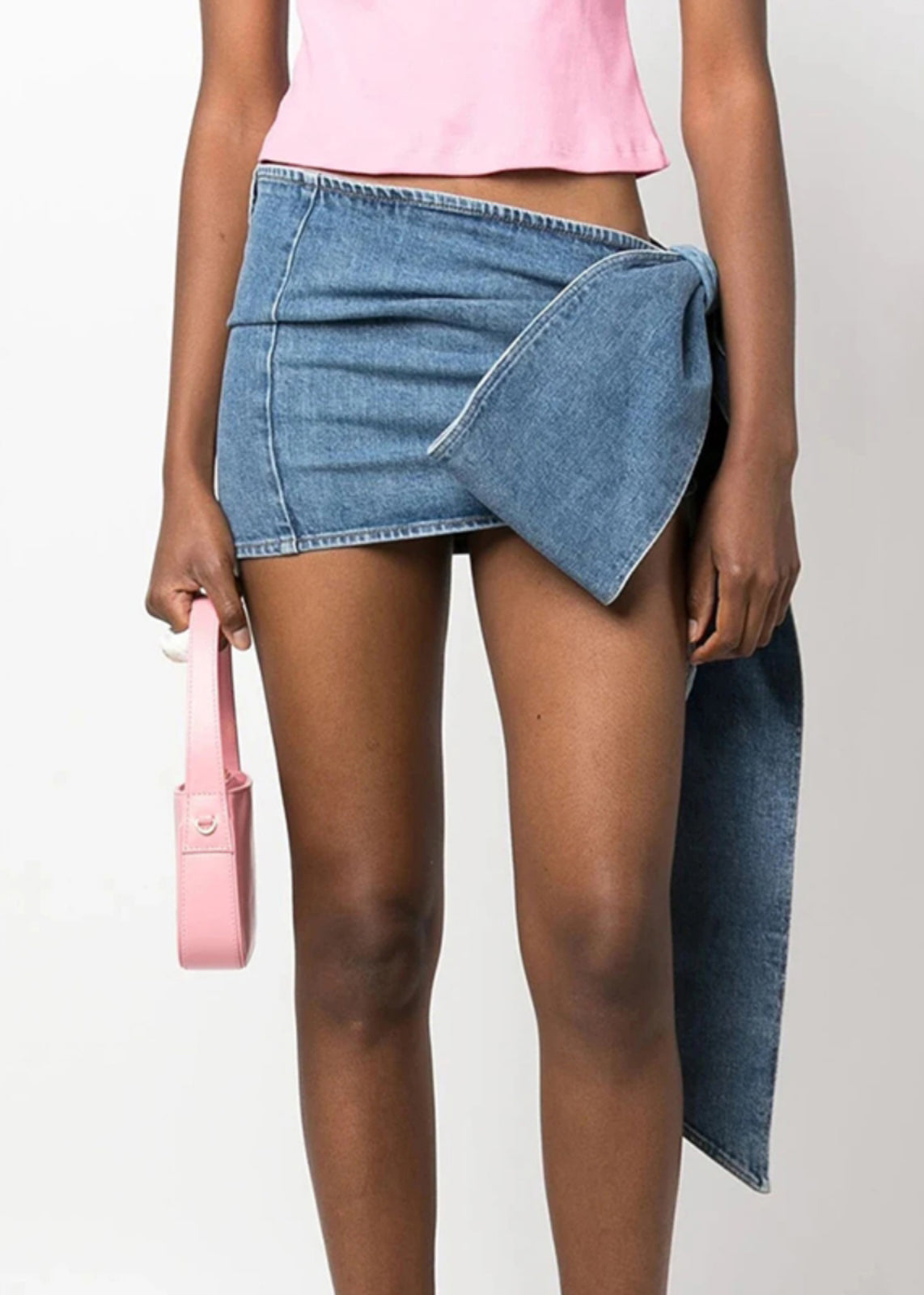 Sexy Blue Bow High Waist Denim Skirt Summer