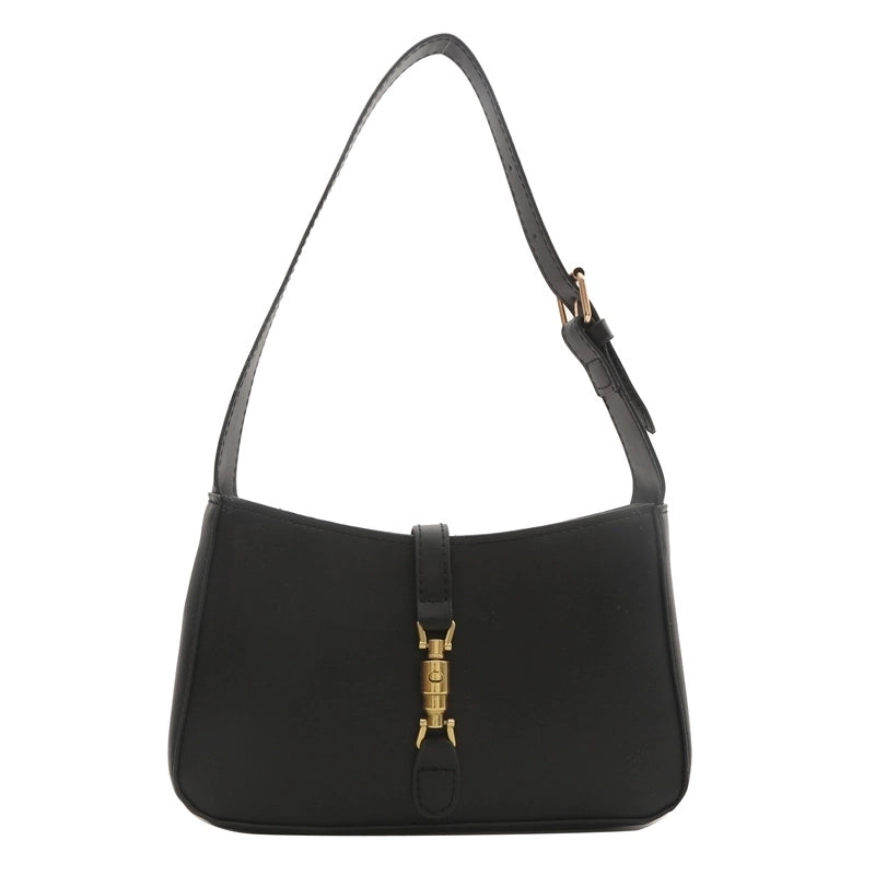 Women's Pu Leather Solid Color Classic Style Lock Clasp Shoulder Bag
