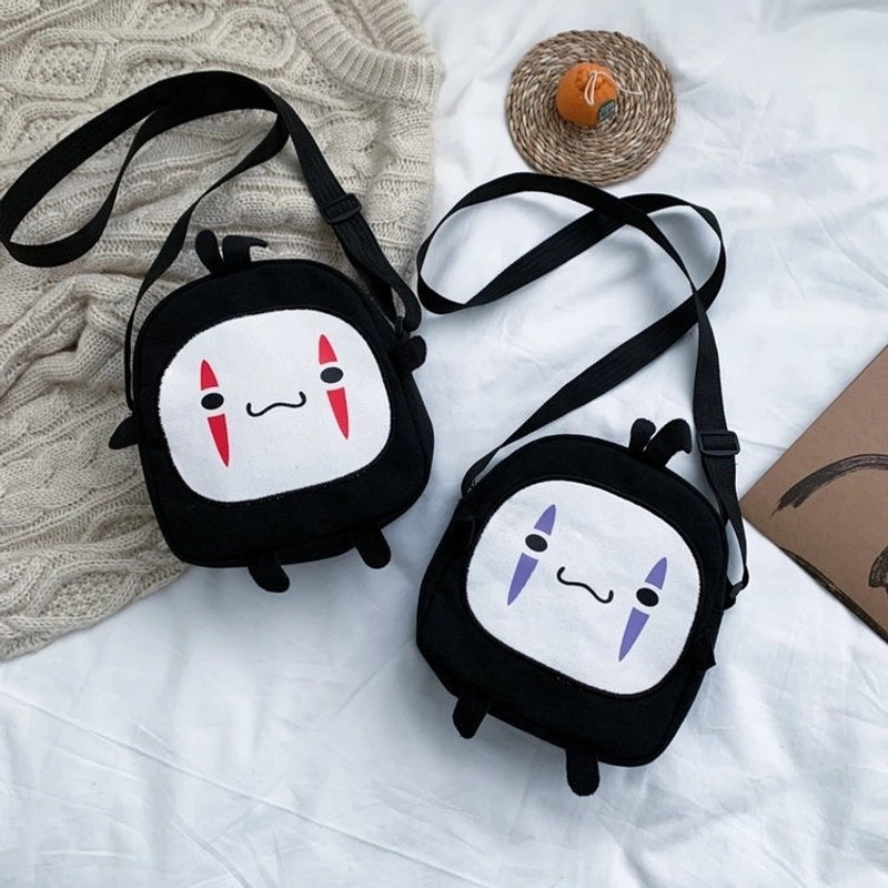 Women's Medium Canvas Cartoon Cute Zipper Crossbody Bag