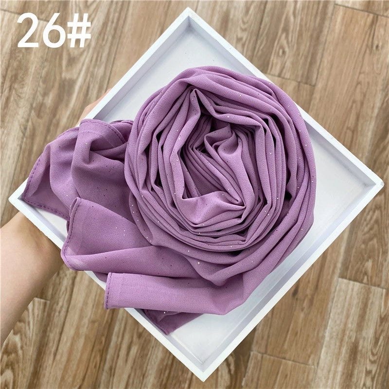 Solid Color Sprinkling Gold Pearl Chiffon Chiffon Fashion Sprinkling Gold Scarf Women's Toe Chiffon Glitter Scarf