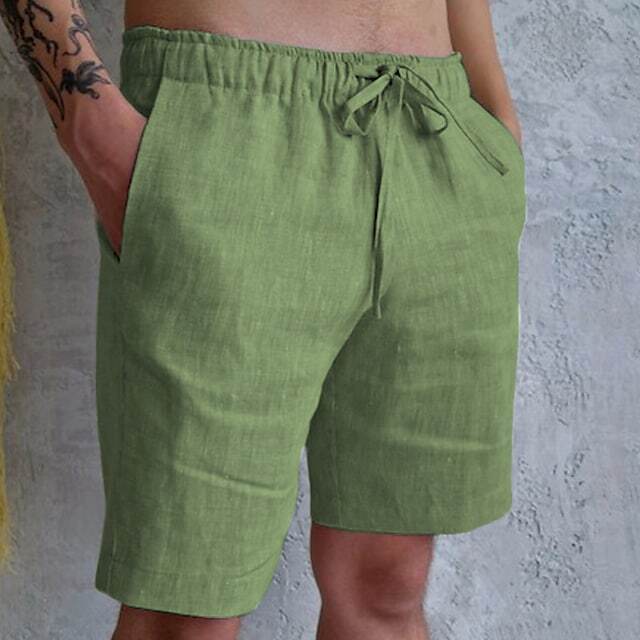 8-PACK Men's Linen Shorts Summer Shorts