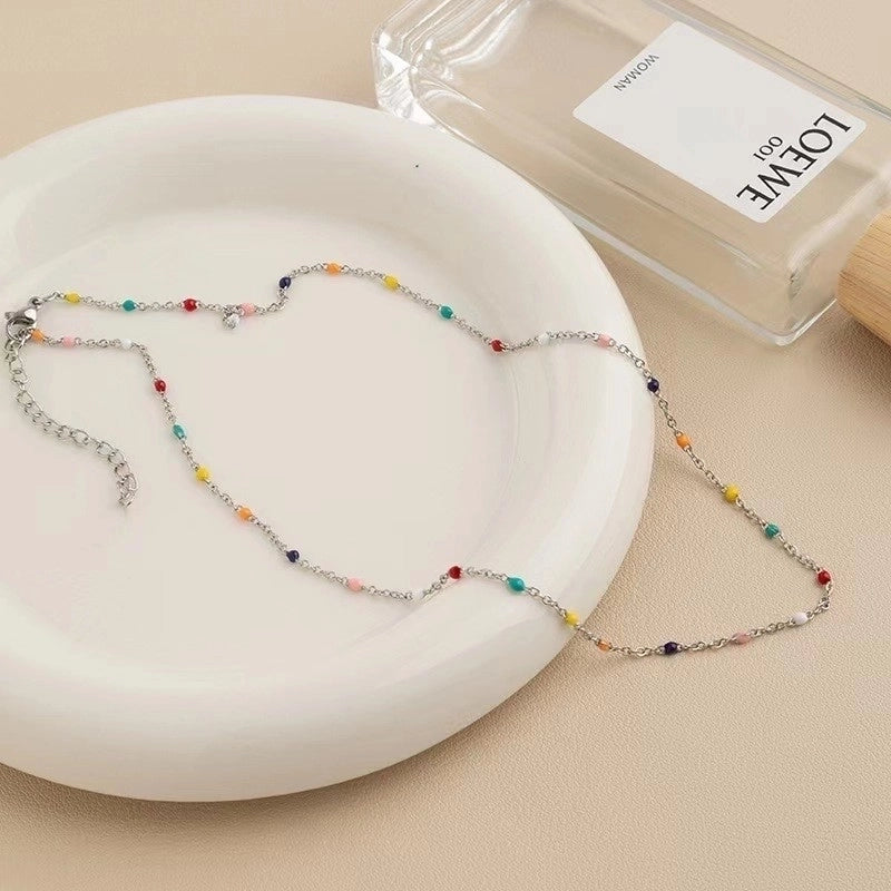 Lady Sweet Heart Shape Flower Fish Tail Imitation Pearl Alloy Inlay Rhinestones Women's Necklace