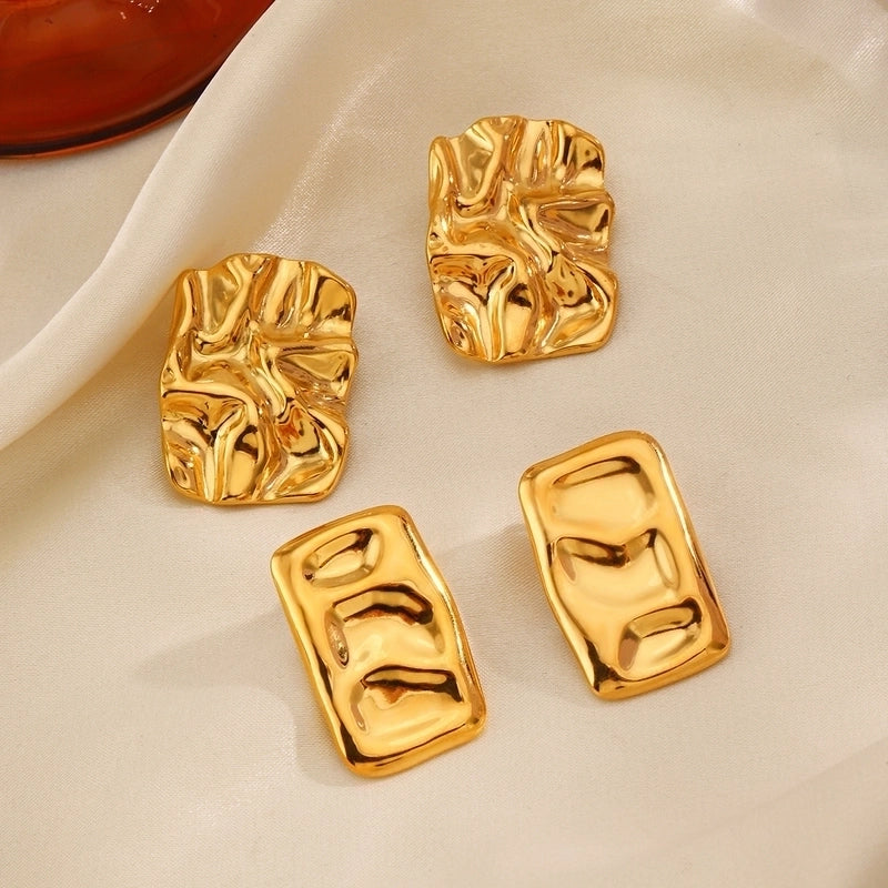 1 Pair Minimalist Classic Style Geometric Square Oval Polishing 304 Stainless Steel 18K Gold Plated Ear Studs