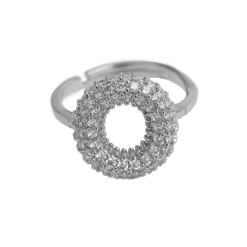 Brass Irregular Plating Letter Zircon Adjustable Ring
