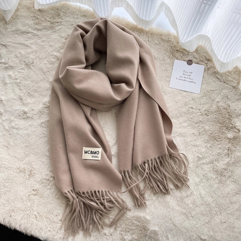 New Solid Color Cashmere Scarf Women's Fashion Wear Autumn And Winter Warm Shawl Women's Scarf