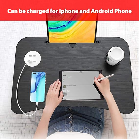 Laptop Bed Desk with USB Port.Lap Desk with Fanand Lamp