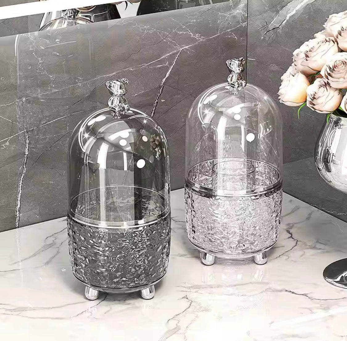 360 degrees Rotating Acrylic Makeup Brush Holder With 6 Slots