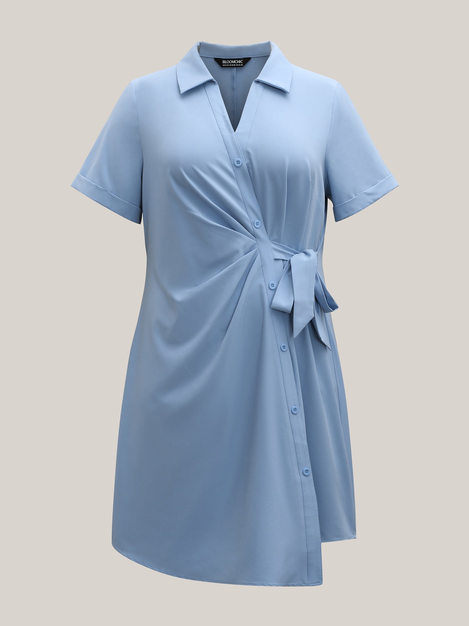 Woven Knotted Solid Shirt Dress