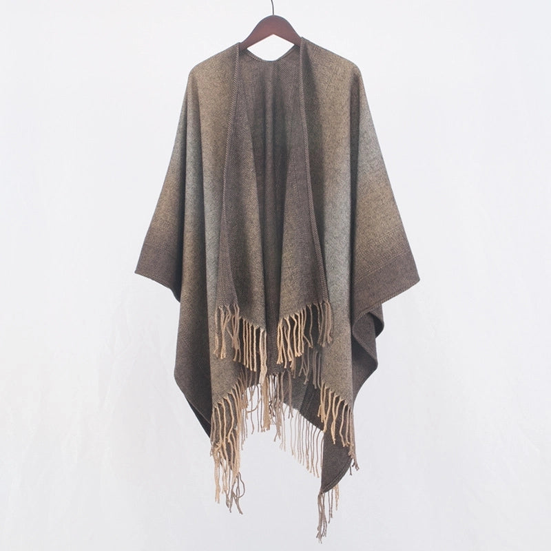 Spring Fashion Outer Cape Jacket Cashmere Thickened Warm Double-sided Tassel Scarf Mother's Day Gift