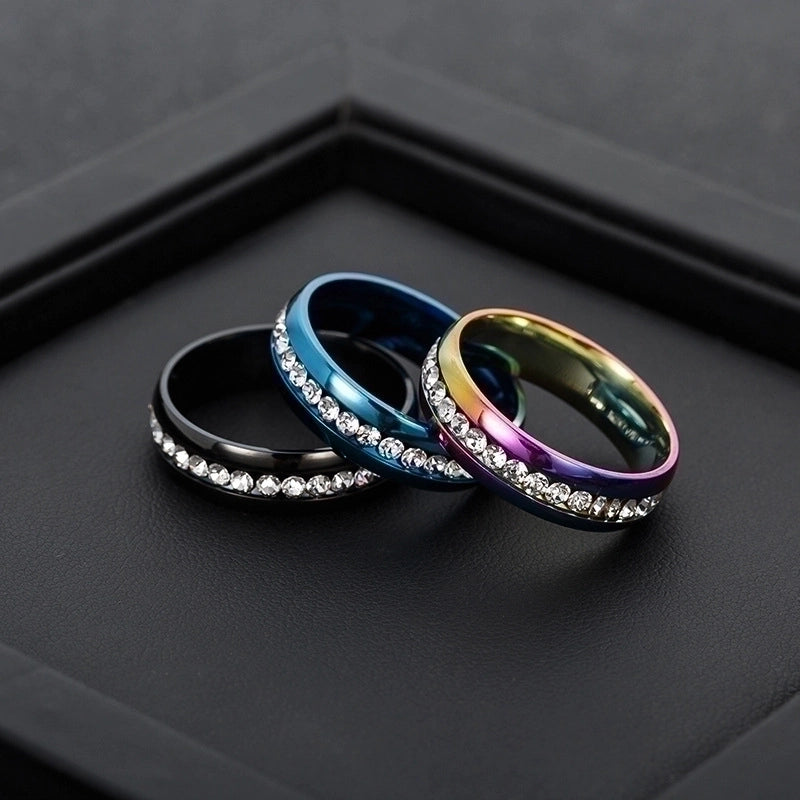 Geometric 201 Stainless Steel Rhinestone Gold Plated