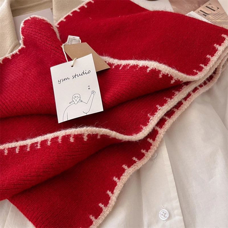 Women's Classic Style Streetwear Solid Color Wool Blend Knit Scarf