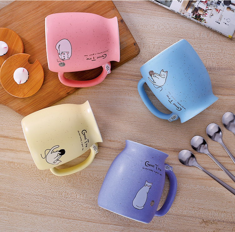 Kawaii Cat Coffee Cup with Lid