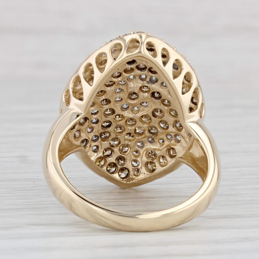 1.09ctw Yellow White Diamond Pave Swirl Cluster Ring 14k Yellow Gold Cocktail