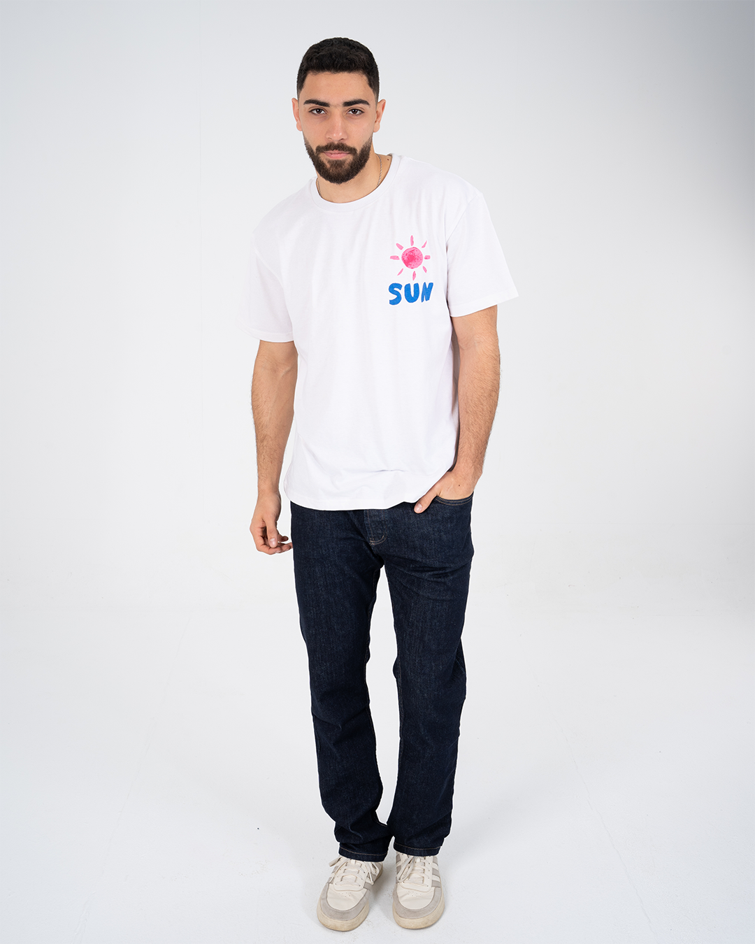 Mens Short Sleeved Sun Printed Oversized T-Shirt