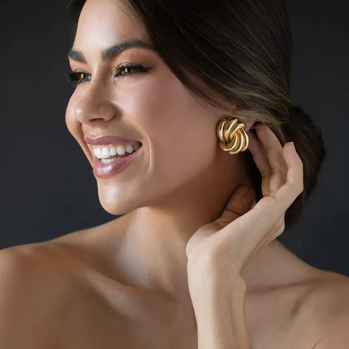 Asymmetrical Stainless Steel 18K Gold Plated Earrings